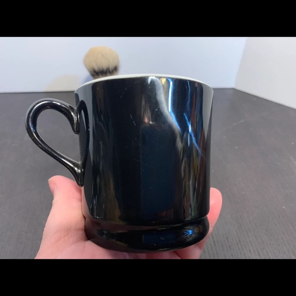 Hall China Black Glossy Ceramic Shaving Mug with Shaving Brush - Picture 6 of 10